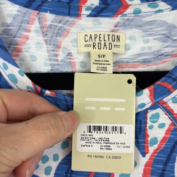 NWT Capelton Road Tee shirt dress leafy floral sz sm - Picture 2 of 6